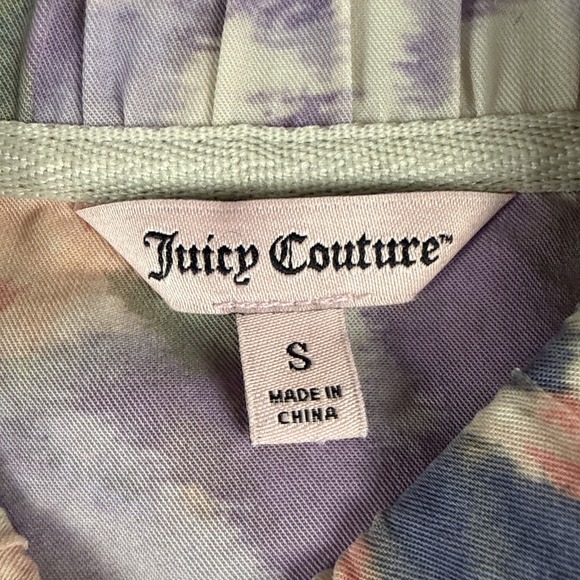 Juicy Couture Bomber Jacket Womens Small Floral Pastel Watercolor Abstract Light - Picture 3 of 6